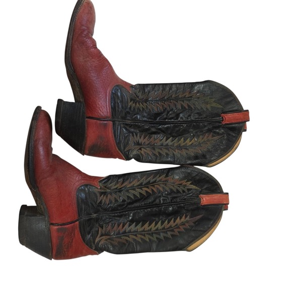 Tony Lama Other - Vintage Tony Lama 2409 Red Black Leather Western Cowboy‎ Boots Women's 6B USA
